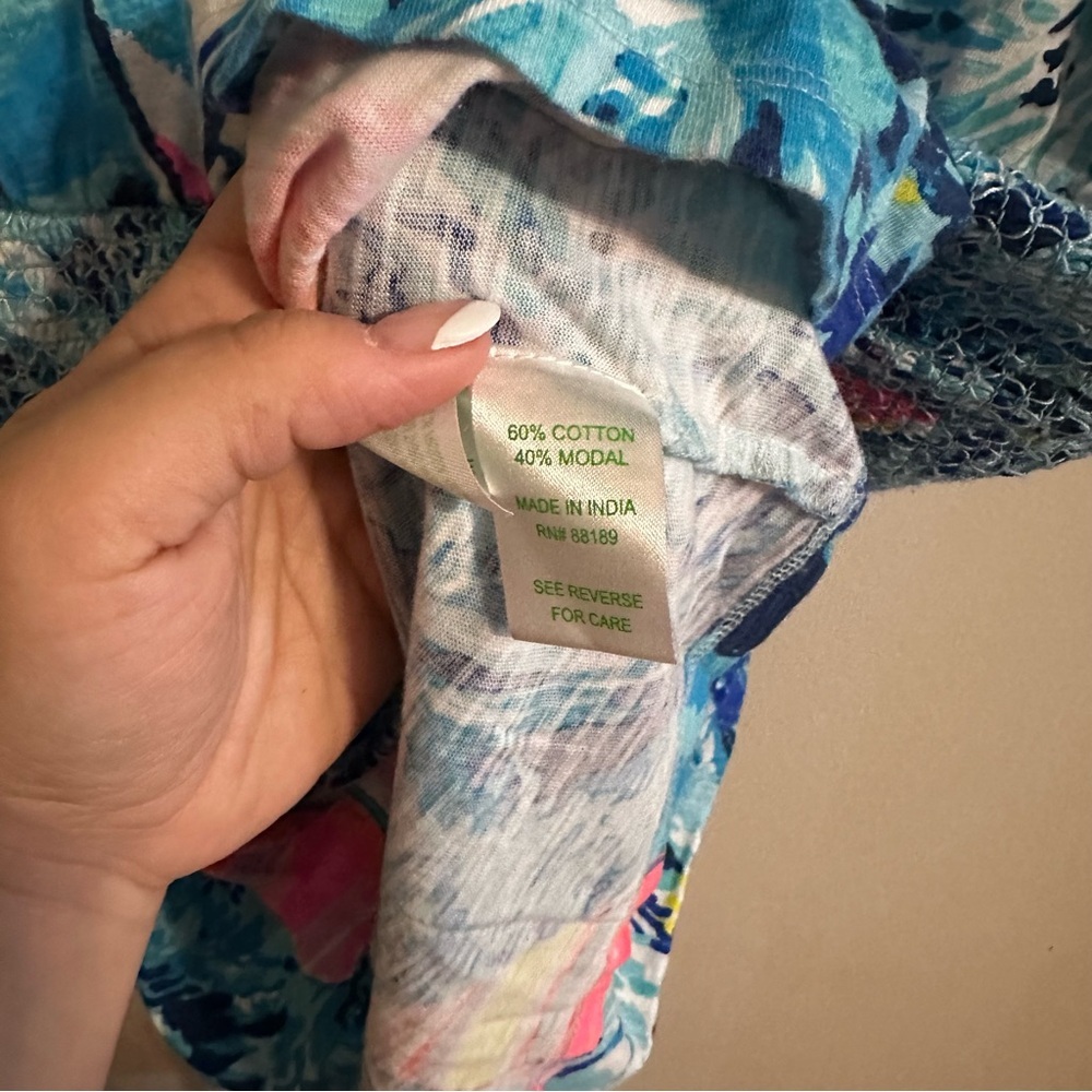 LILLY PULITZER Tideline Mini Dress Sz S Sparking Blue Vacation Drop Waist Tropic - Picture 4 of 10